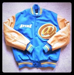 ATIRE Leather Sleeve Varsity Jacket